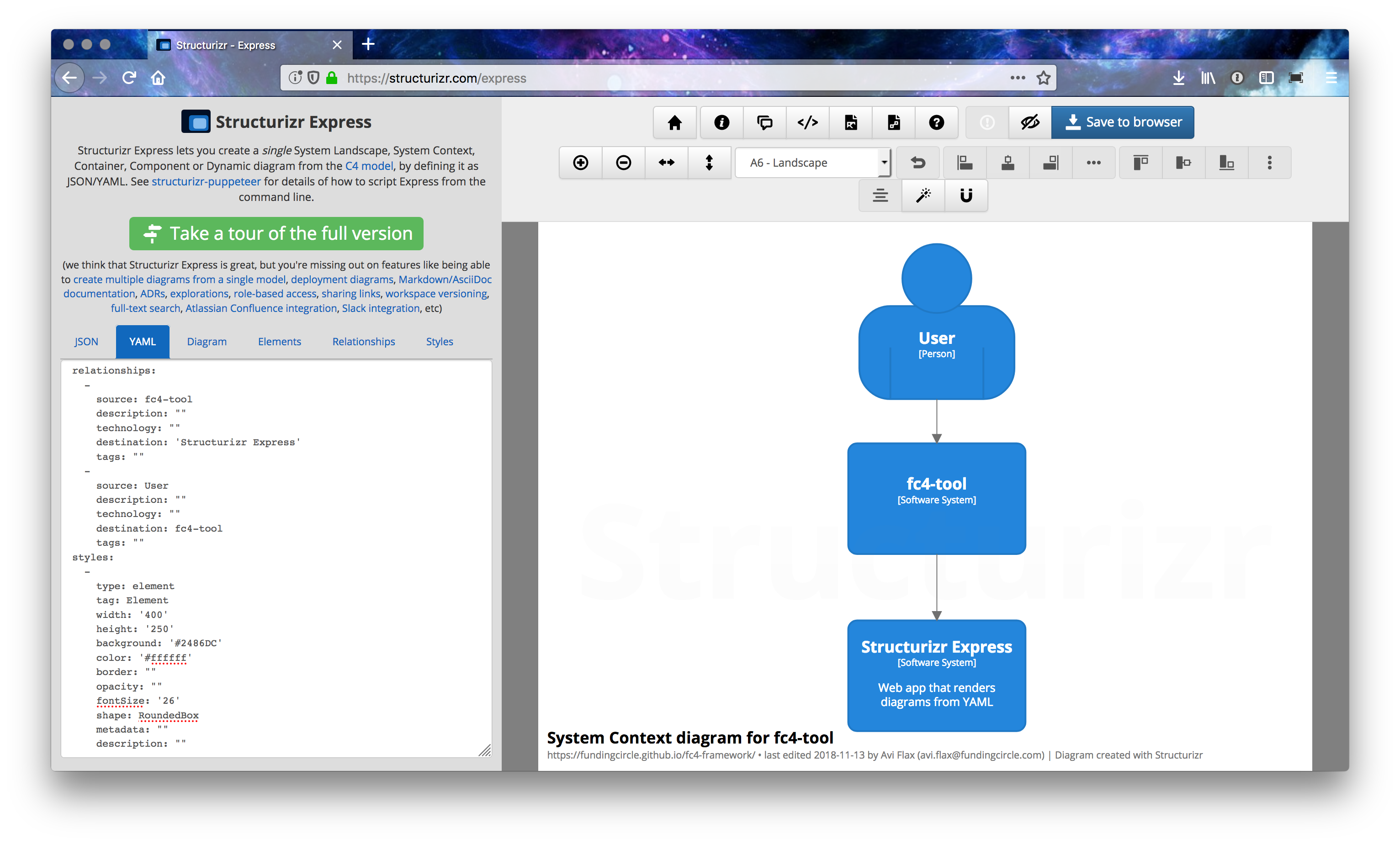 Screenshot of Structurizr Express